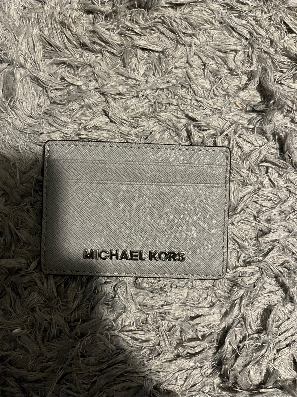 Michael Kors Metallic Silver Leather Card  Key Holder